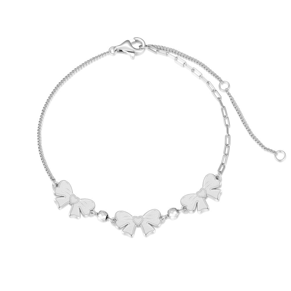 925 Sterling Silver Bow Bracelet with Adjustable Chain – Bowline Charm