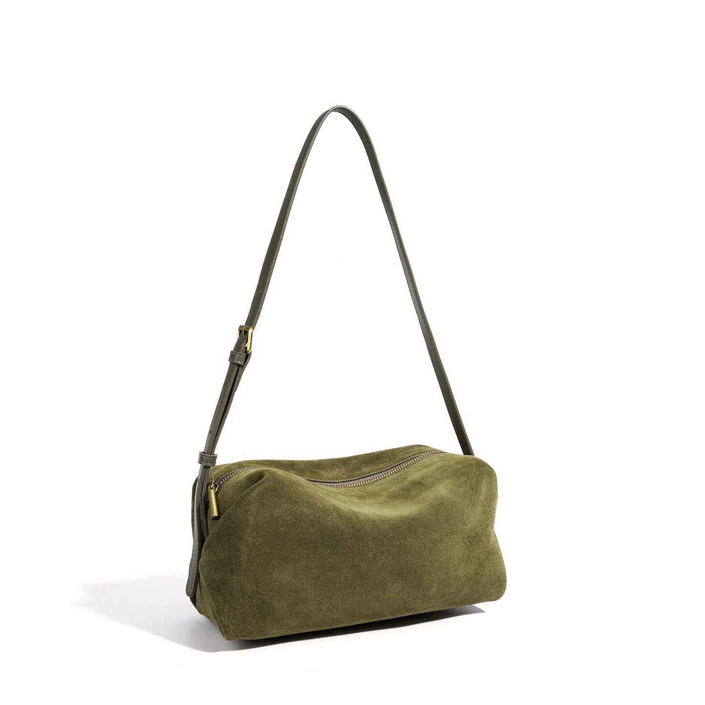 Women's Suede Leather Slouchy Clutch Bag with Adjustable Strap