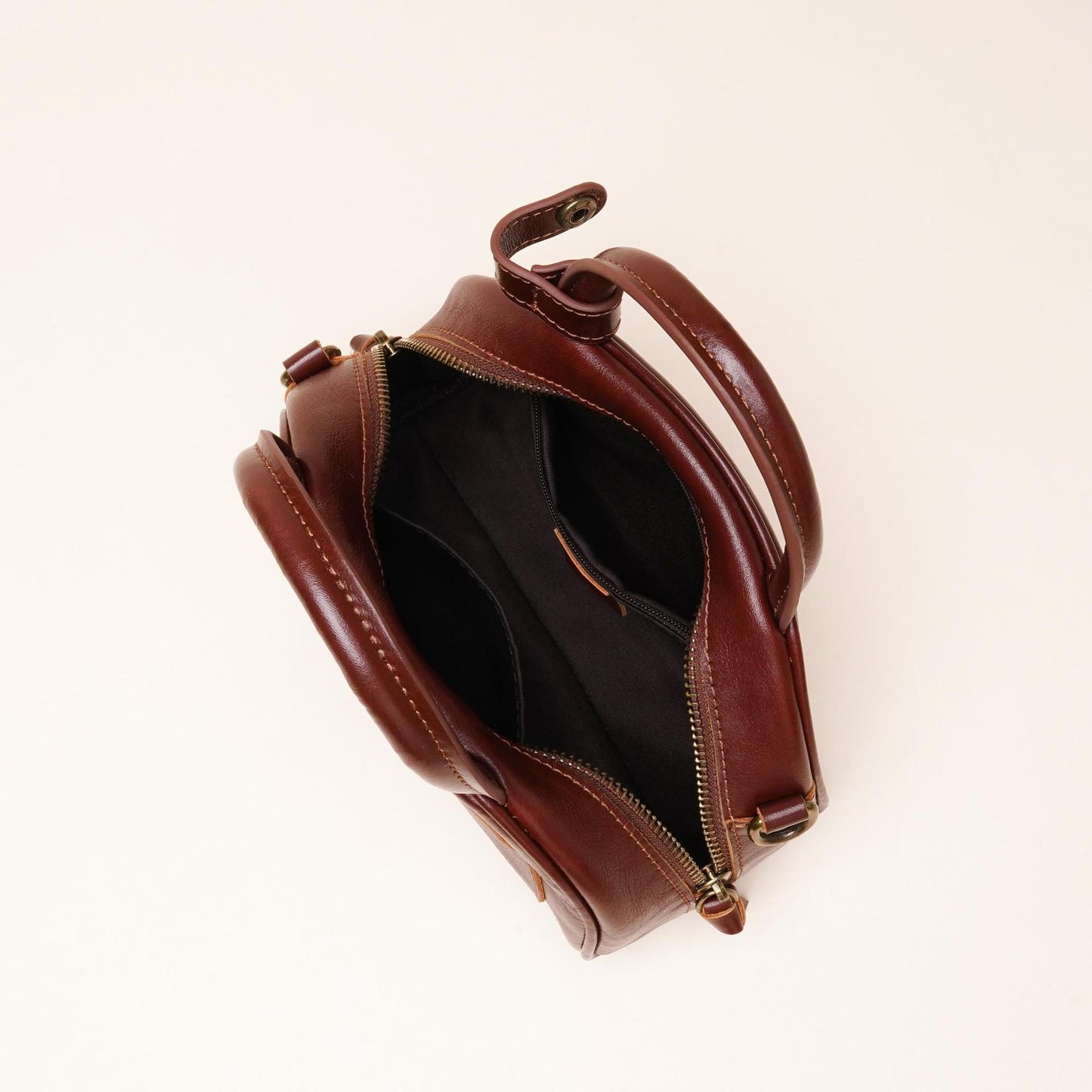 Women's Oil-Waxed Cowhide Mini Dome Boston Bag