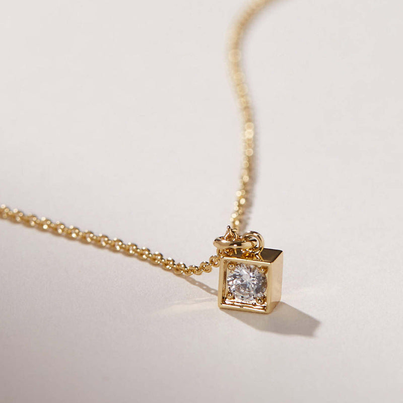 “Square Orbit” S925 Sterling Silver Geometric Circle Necklace