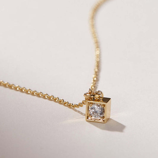 “Square Orbit” S925 Sterling Silver Geometric Circle Necklace