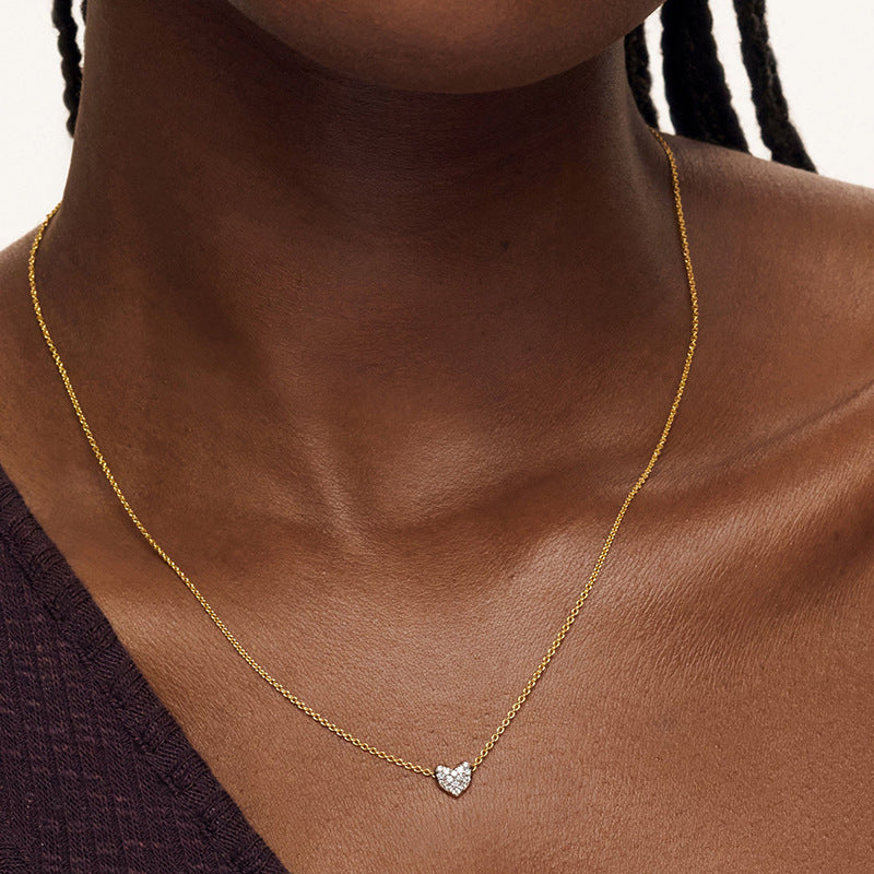 “Sliding Heart” S925 Sterling Silver Zircon Heart Necklace