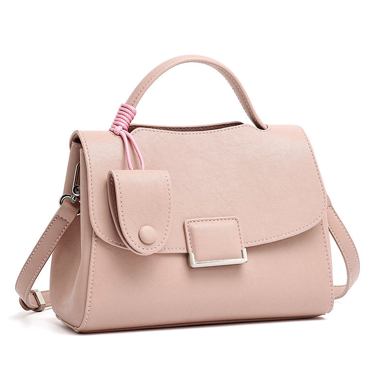 Women's Genuine Leather Square Flap Bag with Magnetic Closure