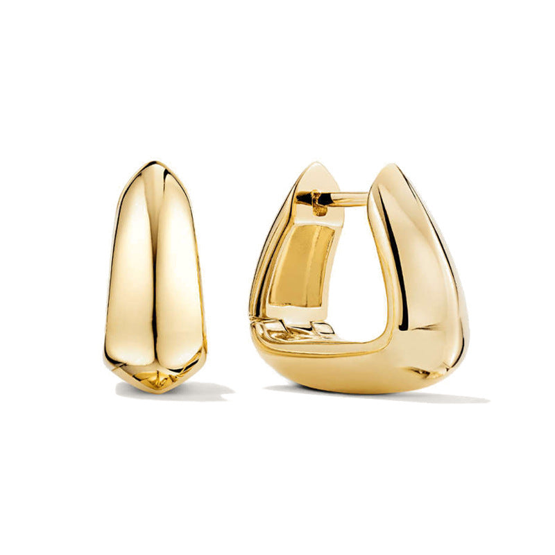 “Triangular Muse” S925 Sterling Silver Geometric Triangle Hoop Earrings