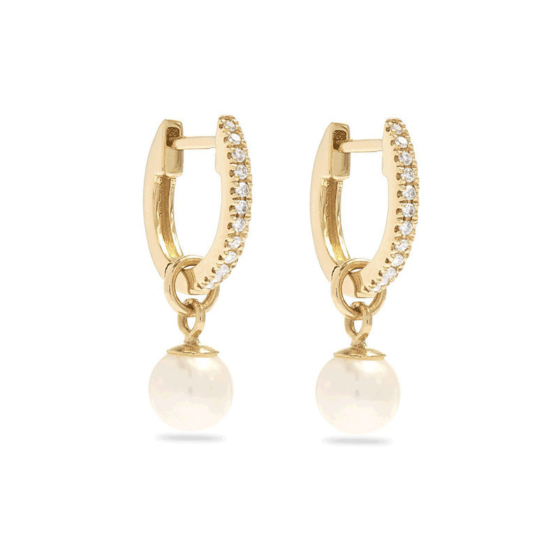 “Pearl Stardust” S925 Sterling Silver Pearl and Sparkling Accent Earrings