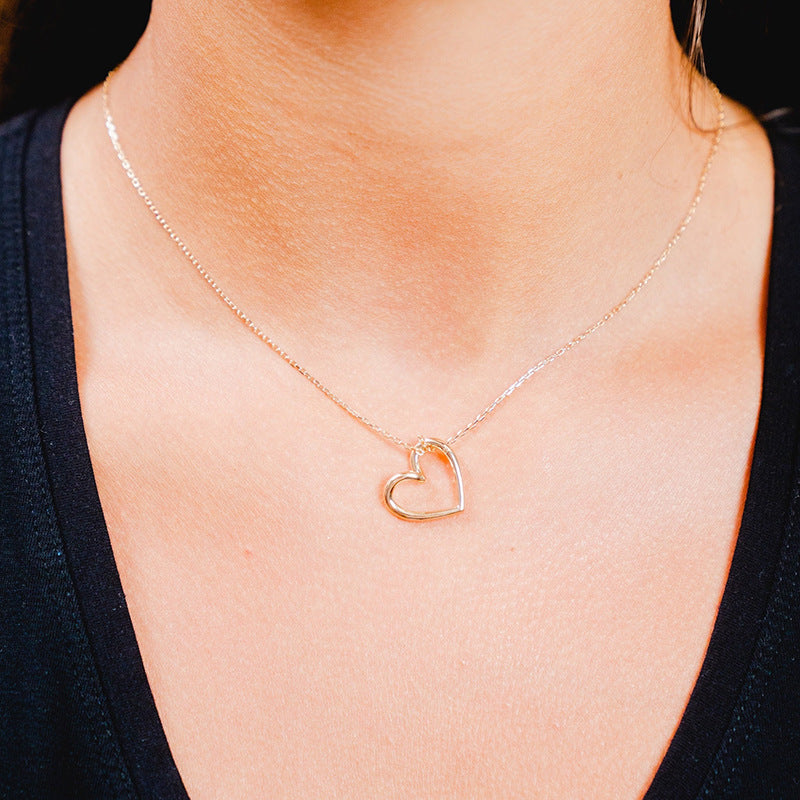 “Heart Veil” S925 Sterling Silver Openwork Heart Necklace