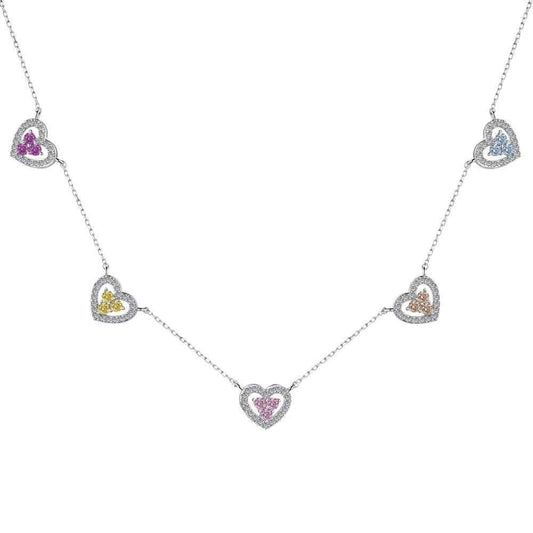 925 Sterling Silver Multicolor Heart Necklace – Heart Symphony