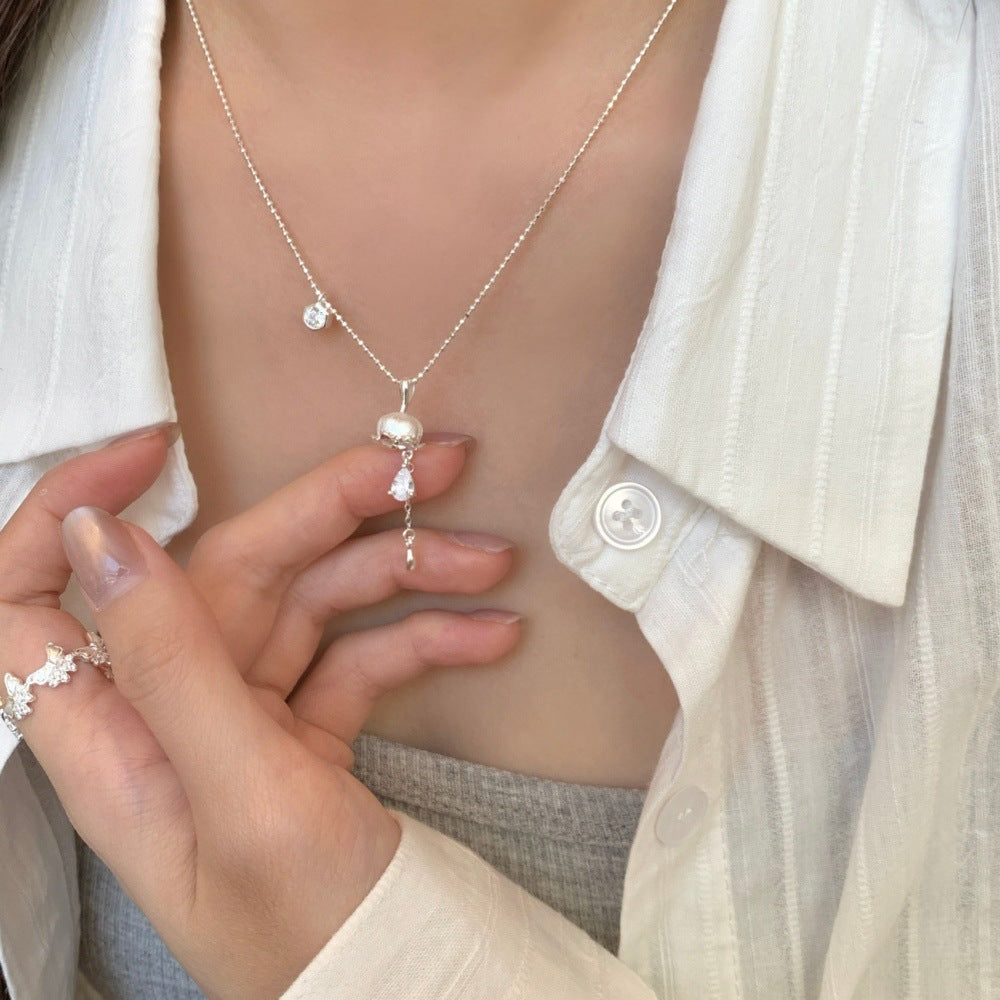 Silver Lily of the Valley Floral Jewelry Set with Zircon in S925 Sterling Silver
