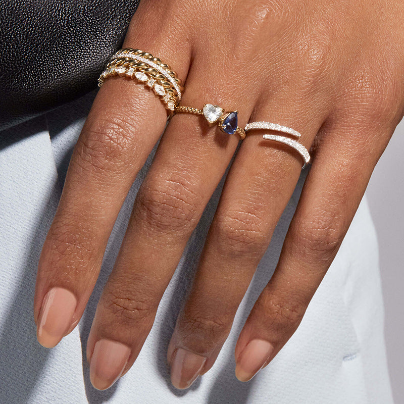 “Wheat Luxe” S925 Sterling Silver Zircon Wheat Ear Open Ring