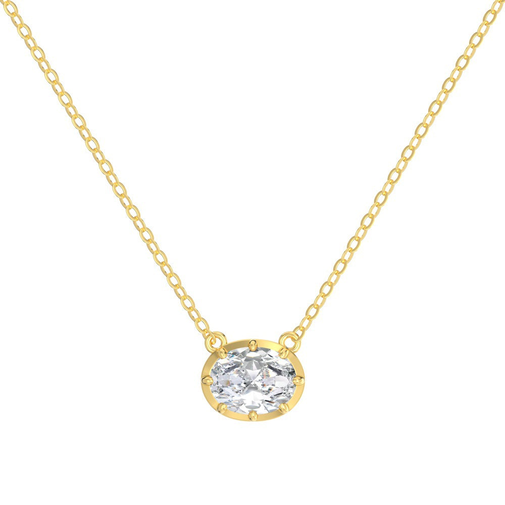 “Oval Celestia” S925 Sterling Silver Oval Pendant Necklace and Earrings Set