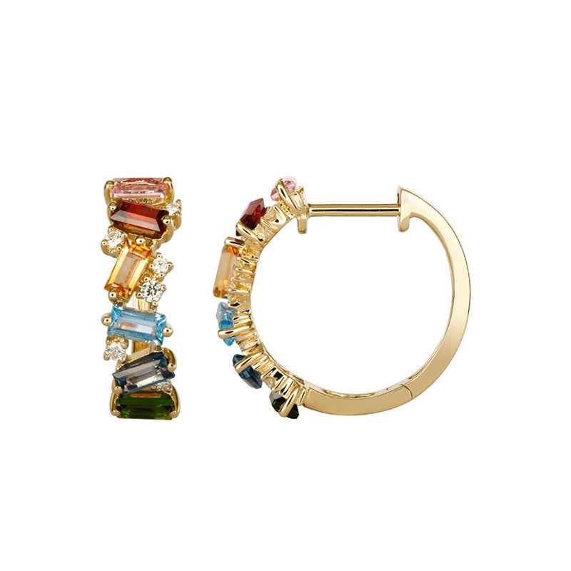 925 Sterling Silver Multi-Color Zircon Hoop Earrings – Prism Mosaic
