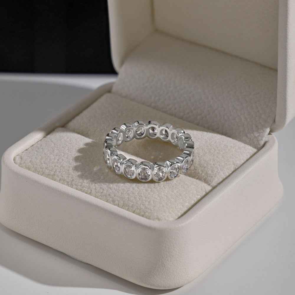 925 Sterling Silver Eternal Oval Full-Eternity Zircon Ring