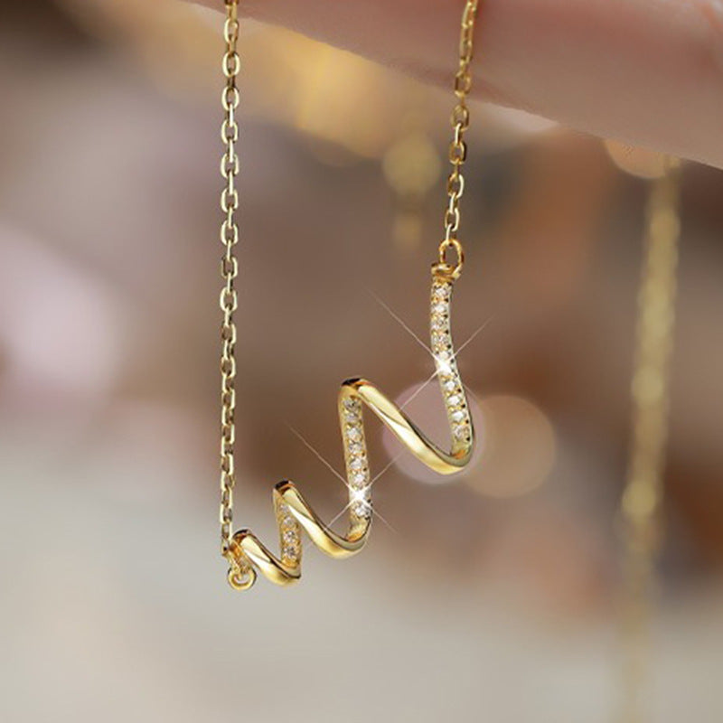 Wave Whisper S925 Silver Irregular Zircon Curve Necklace