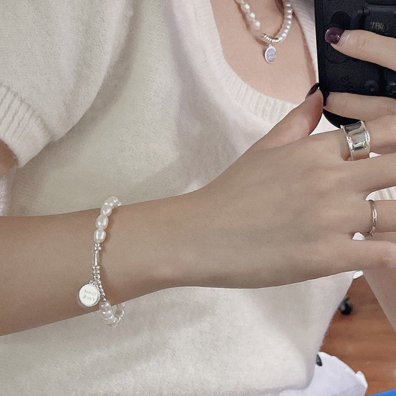 925 Sterling Silver Freshwater Pearl Necklace and Bracelet Set