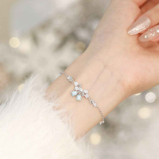 Bluebell Reverie S925 Sterling Silver Blue Flower Necklace and Bracelet Set