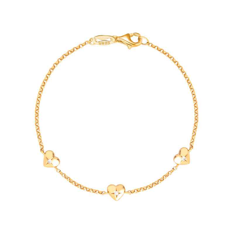 Velour Hearts Mini Heart Zircon Bracelet 925 Sterling Silver