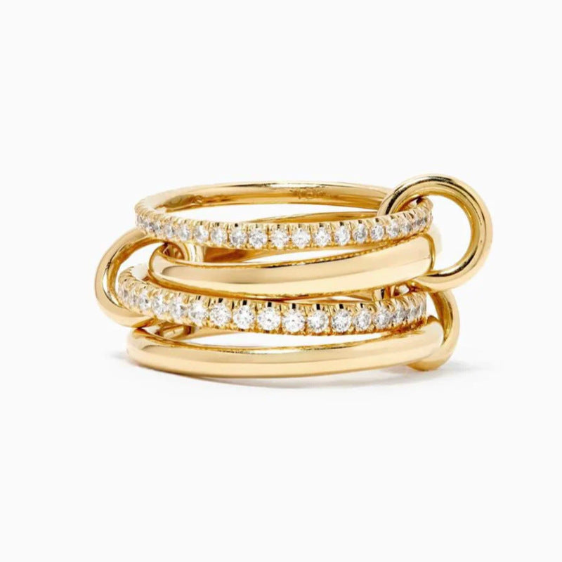 “Quad Halo” S925 Sterling Silver Four-Ring Zircon Band Ring