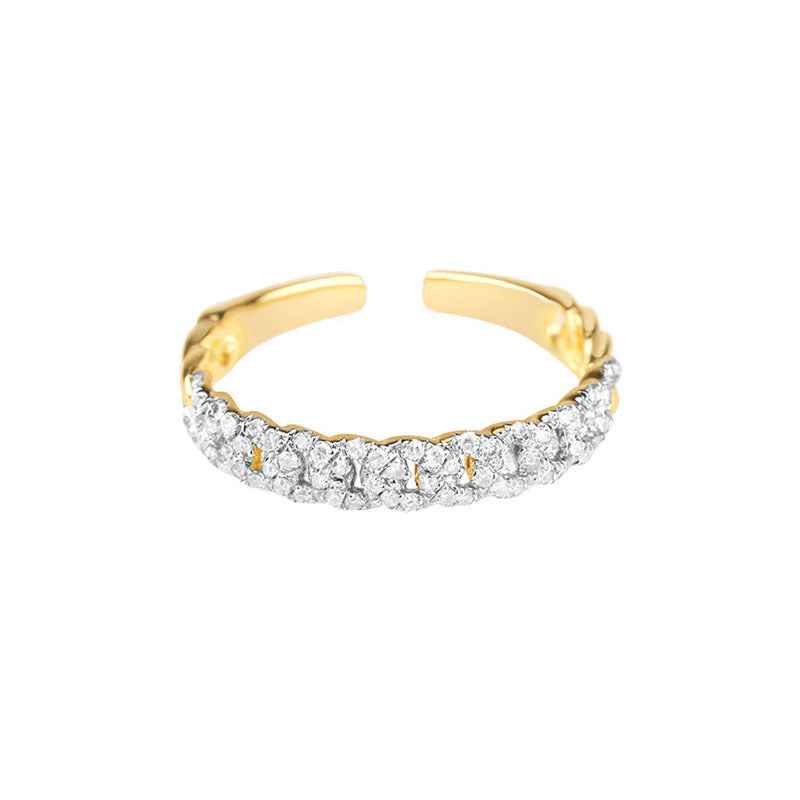 925 Sterling Silver Twist Radiance Pavé Braided Open Ring Gold Platinum Plated