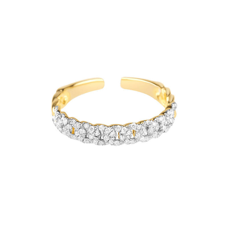 “Twistlight” S925 Sterling Silver Open Adjustable Pave Zircon Ring