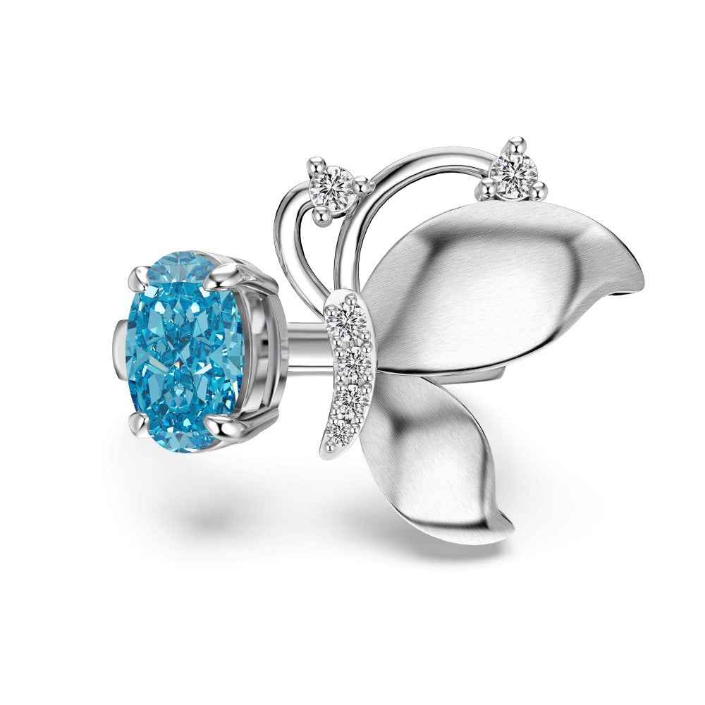 925 Sterling Silver Blue Butterfly Open Ring – Azure Flutter Elegance