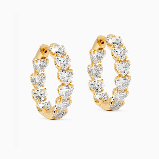“Heartfall Spark” S925 Sterling Silver Heart Zircon Hoop Earrings