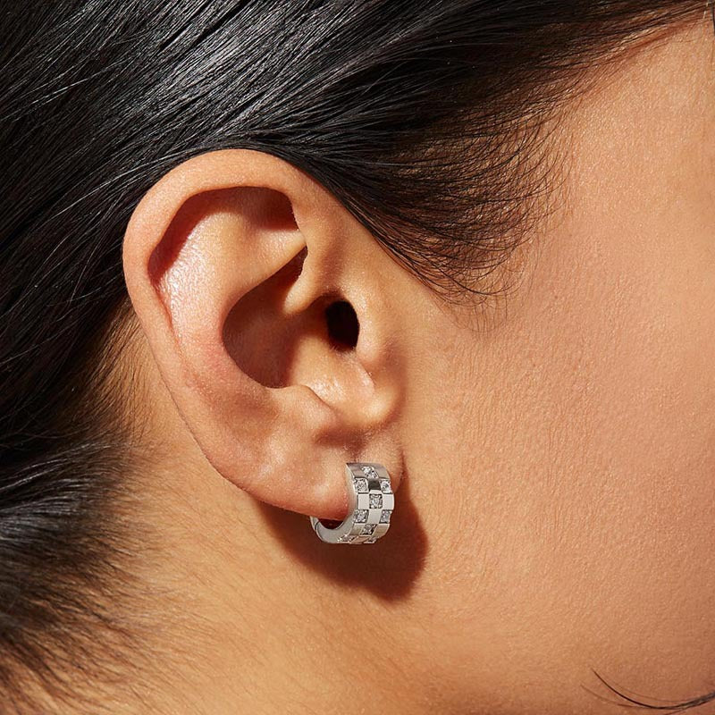 “Celestial Orbit” S925 Sterling Silver Pavé Hoop Earrings