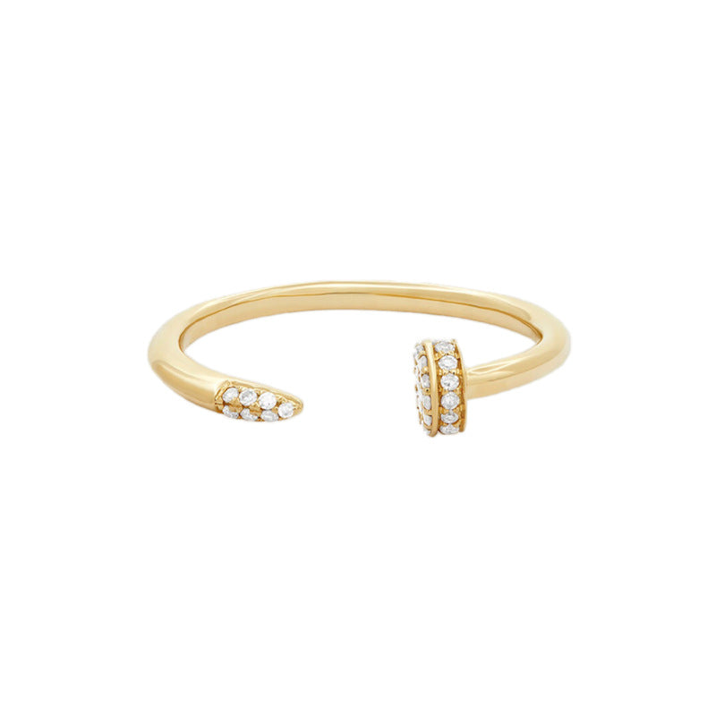 “Pinpoint Edge” S925 Sterling Silver Zircon Stud Open Ring