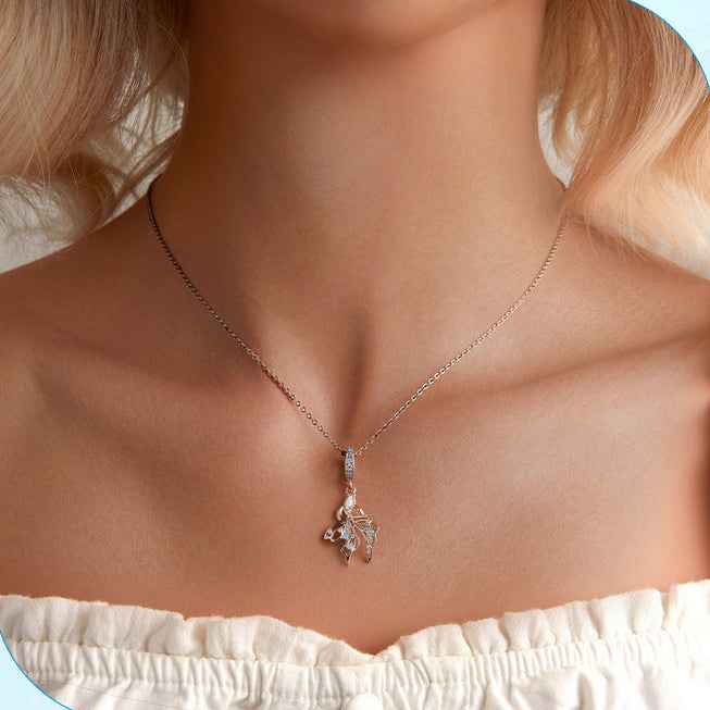 Opaline Betta S925 Sterling Silver Opal Fish Pendant Necklace with Zircon Detail