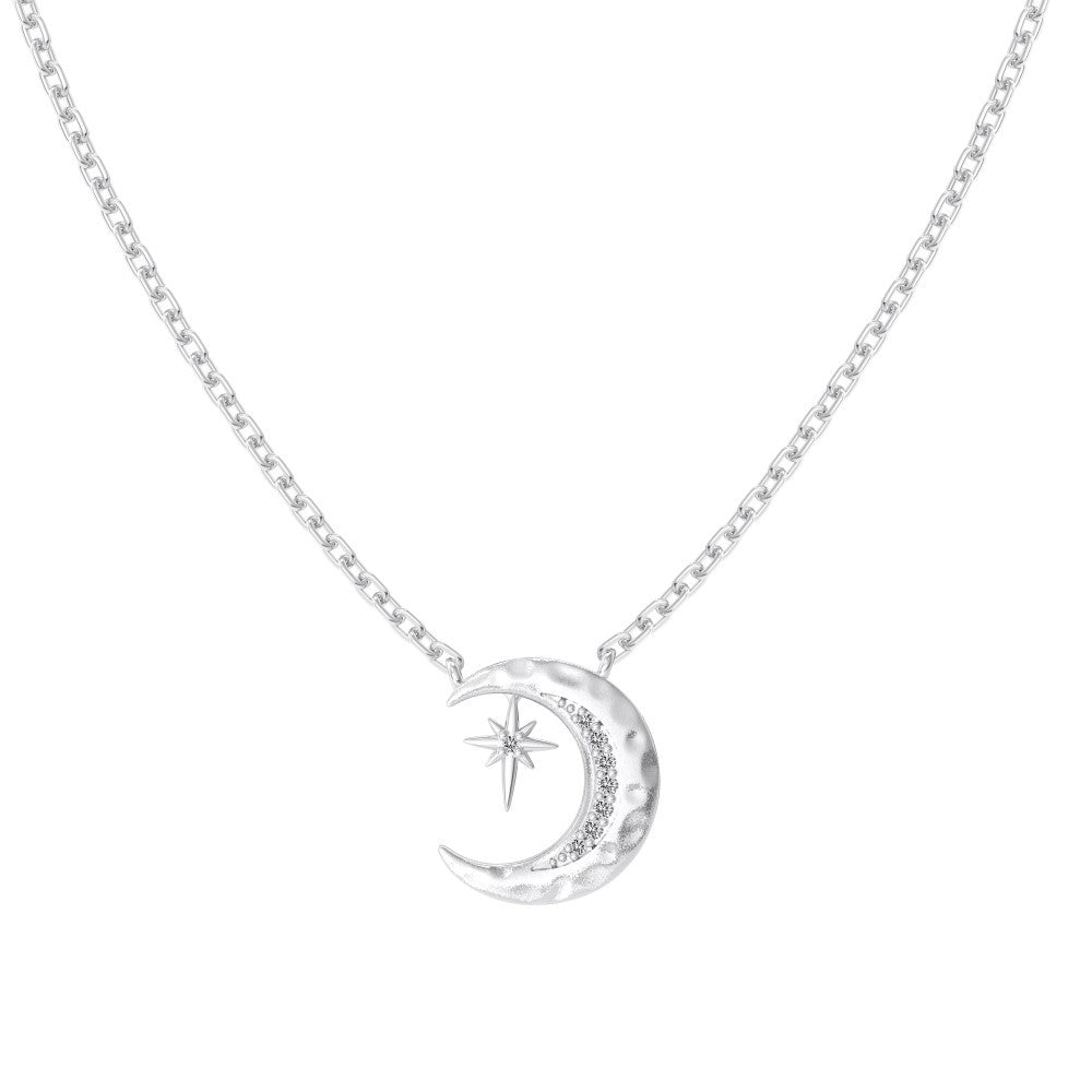 S925 Sterling Silver Lunar Glow Moon Pendant Necklace Minimalist Celestial Jewelry
