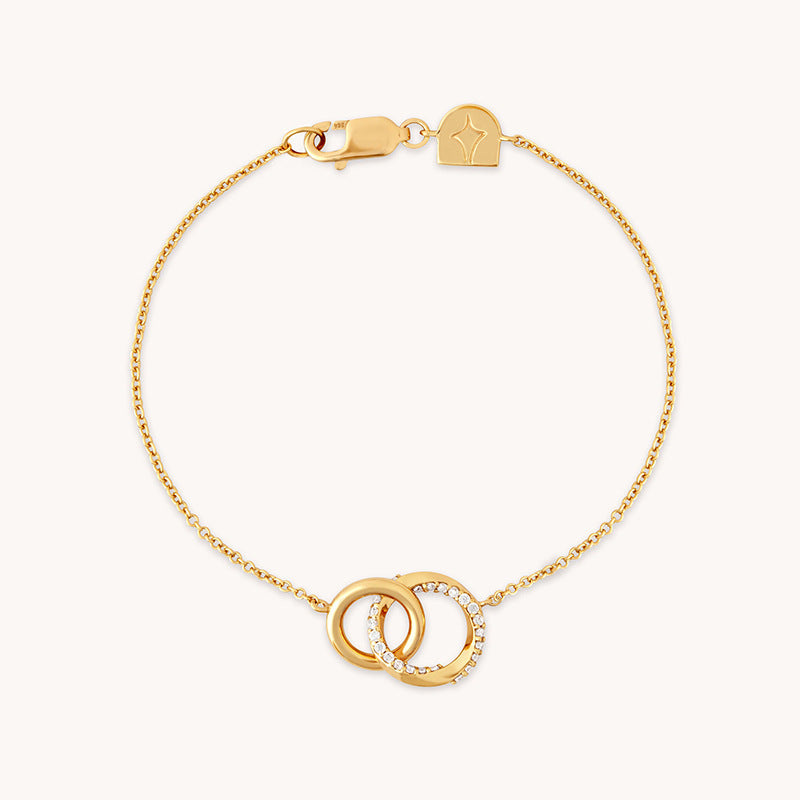 “Double Halo” S925 Sterling Silver Two-Tone Double-Circle Zircon Bracelet