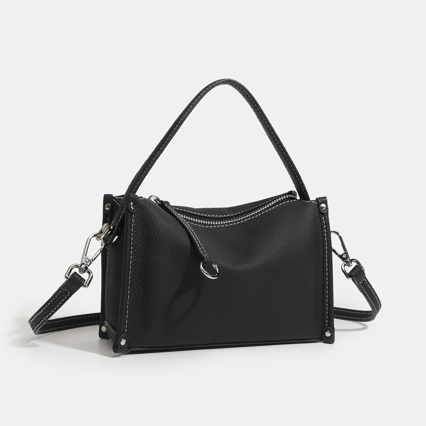 Women's Pebbled Cowhide Foldover Crossbody Clutch Bag