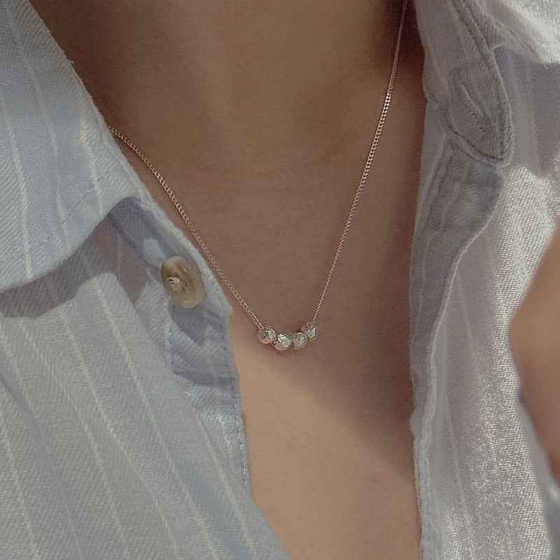 Pebble Gleam S925 Silver Faceted Bead Chain Necklace