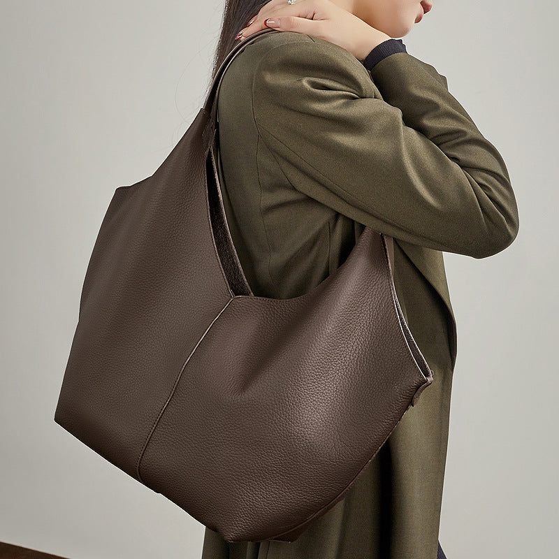 Women's Pebbled Cowhide V-Cut Hobo Shoulder Bag