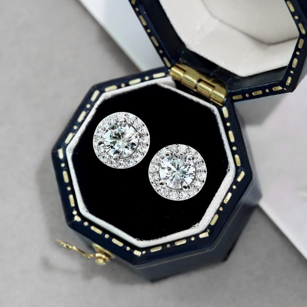 “Prism Halo” S925 Sterling Silver Round-Cut Jewelry Set