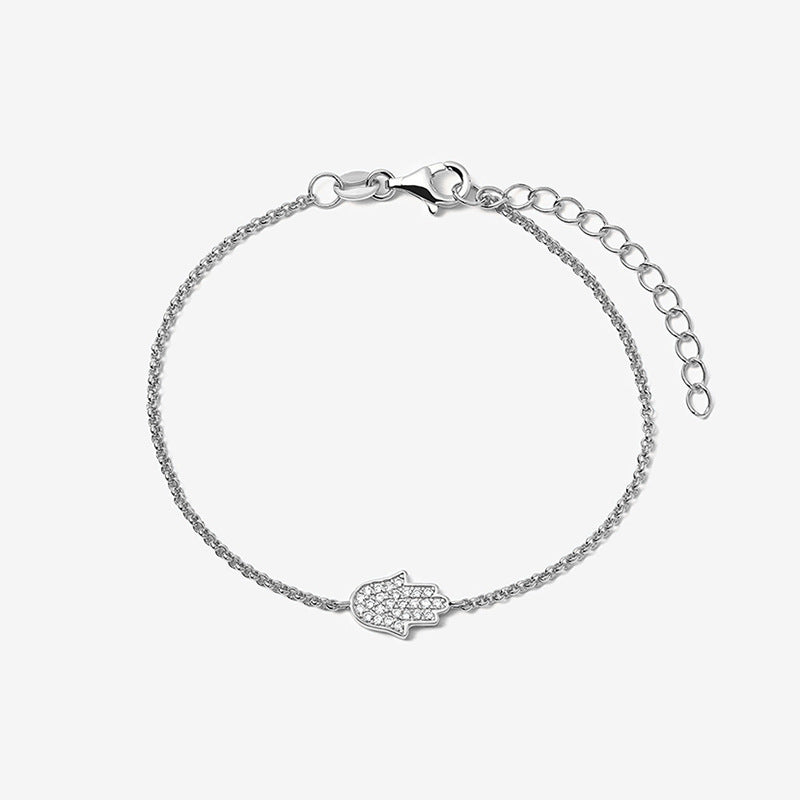 “Palm Glow” S925 Sterling Silver Zircon Hand Bracelet