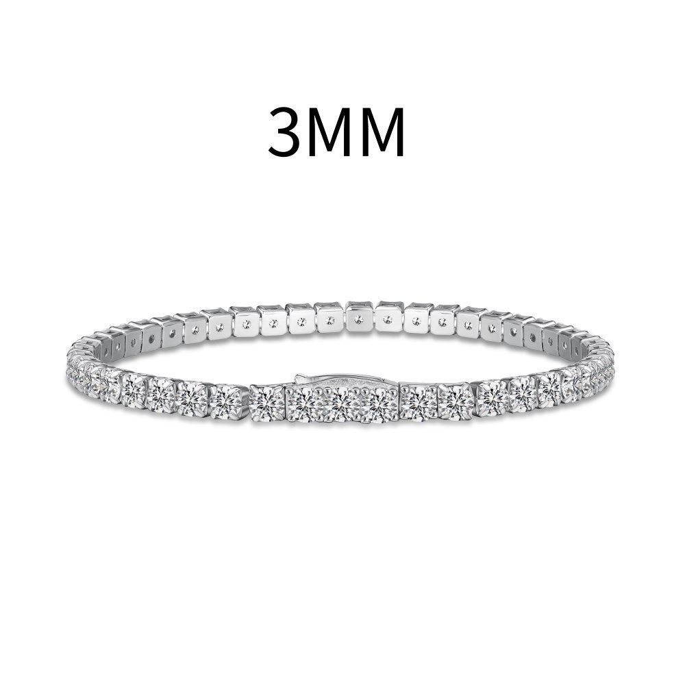 “Heartline Tennis” S925 Sterling Silver Geometric Heart Tennis Bracelet