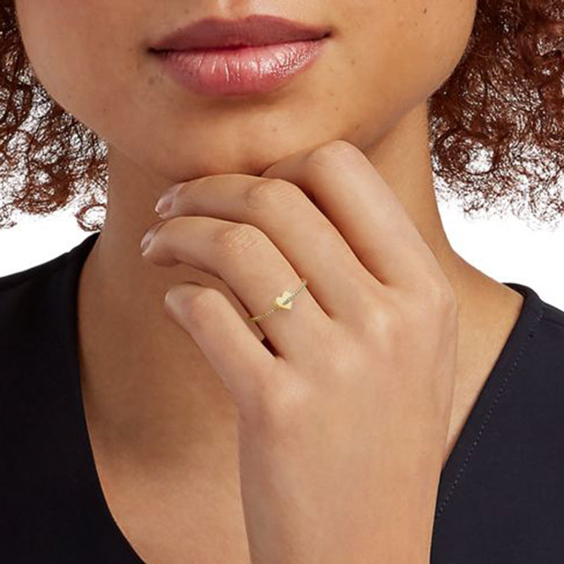 “Heartline” S925 Sterling Silver Open Adjustable Zircon Heart Ring