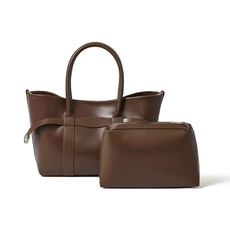 Women's Top-Grain Cowhide Convertible Tote with Inner Pouch