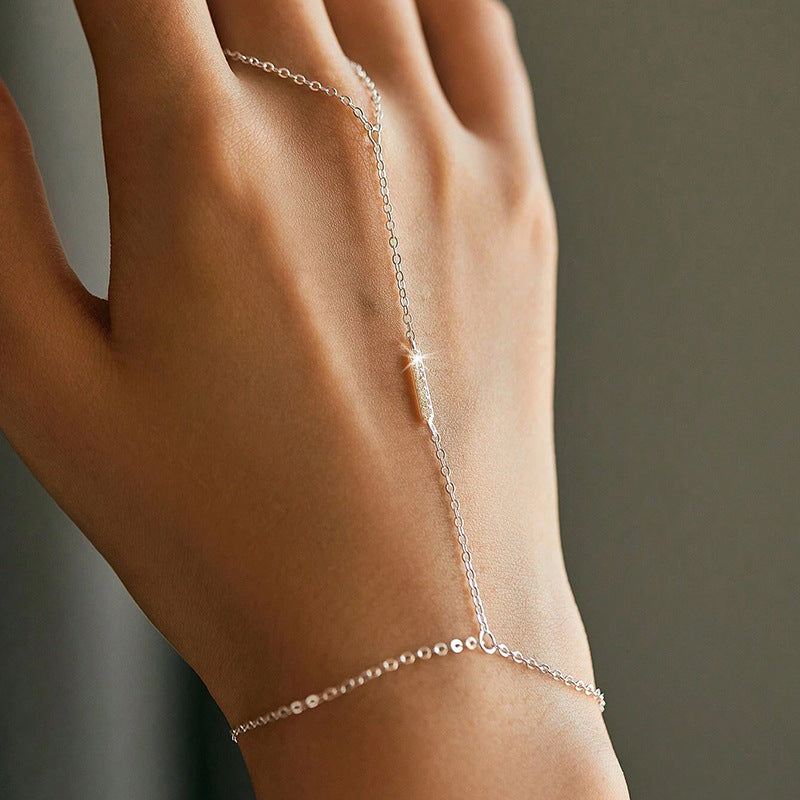 “Linked Grace” S925 Sterling Silver Hand-to-Finger Chain Bracelet