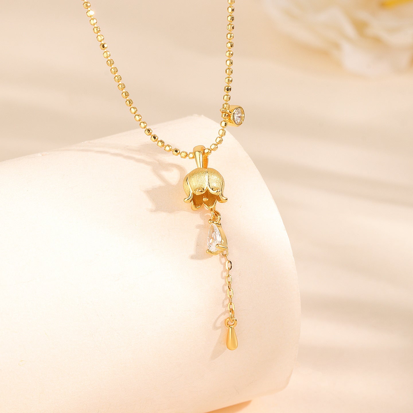 Lily Drop S925 Sterling Silver Lily of the Valley Pendant Necklace