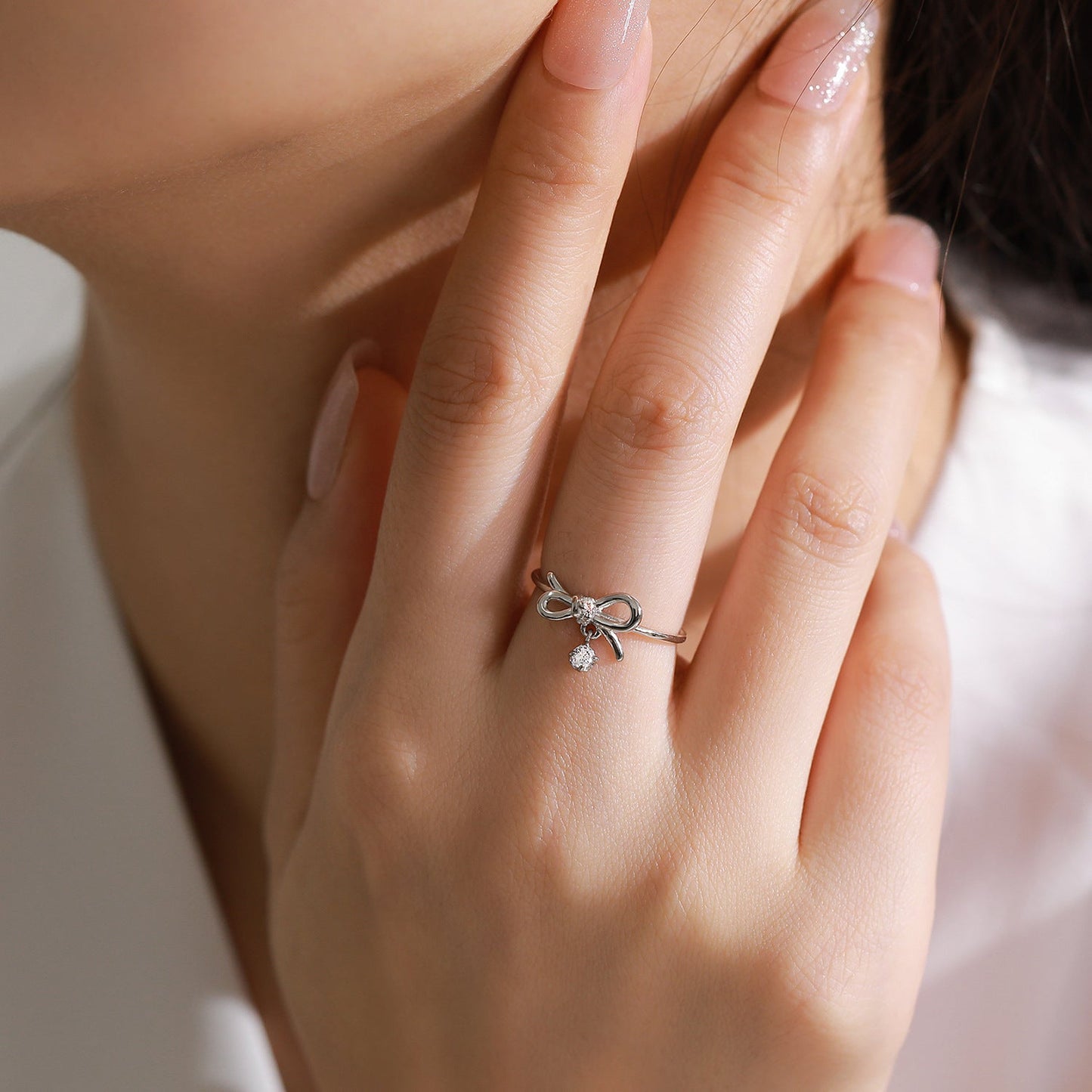 Lumi Bow Bow Necklace & Ring Set in 925 Sterling Silver