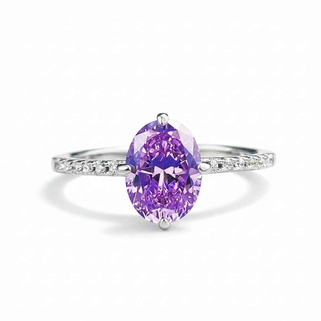 925 Sterling Silver Oval Lavender Solitaire Ring – Lavender Poise