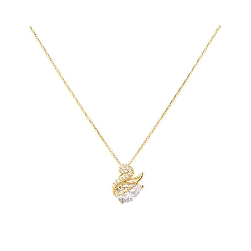 Swan Étoile Swan Pendant Necklace, S925 Sterling Silver Crystal Jewelry