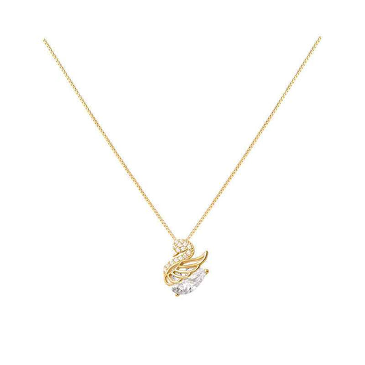 Swan Étoile Swan Pendant Necklace, S925 Sterling Silver Crystal Jewelry