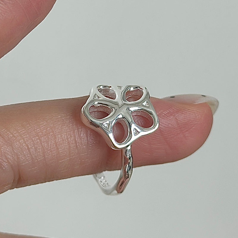“Petite Bloom” S925 Sterling Silver Open Adjustable Flower Ring