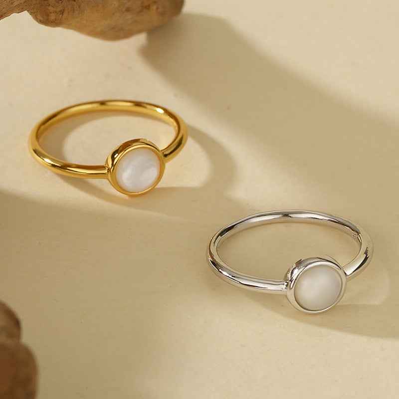 Soft Halo Mother-of-Pearl Minimal Ring 925 Sterling Silver
