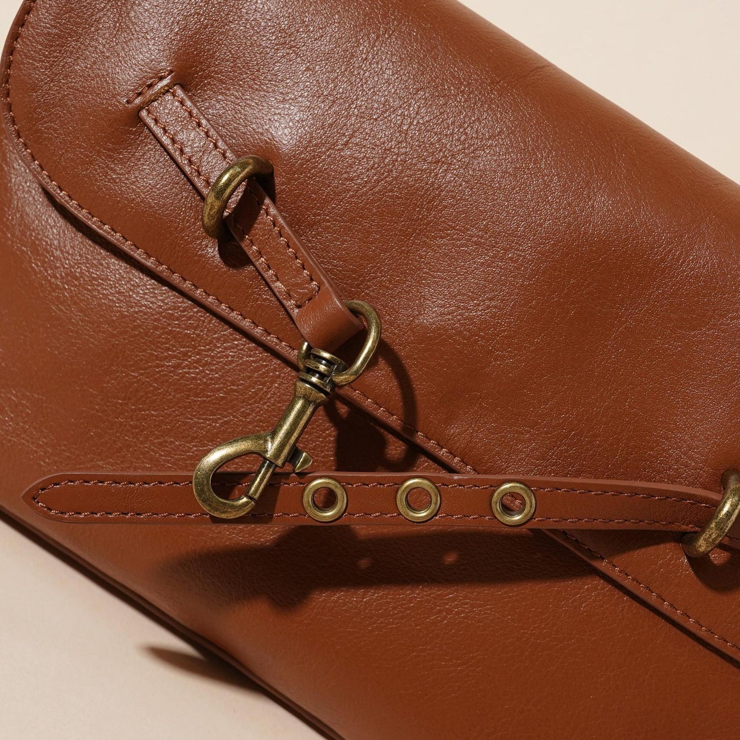 Women's Full-Grain Cowhide Horsebit Flap Crossbody Bag