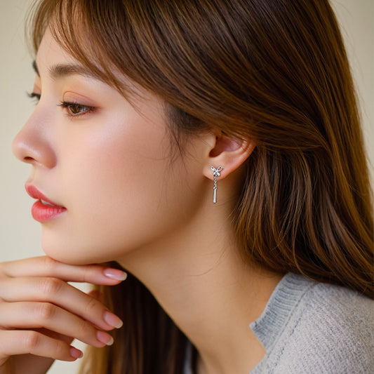“Butterfly Drop” S925 Sterling Silver Butterfly Dangle Stud Earrings