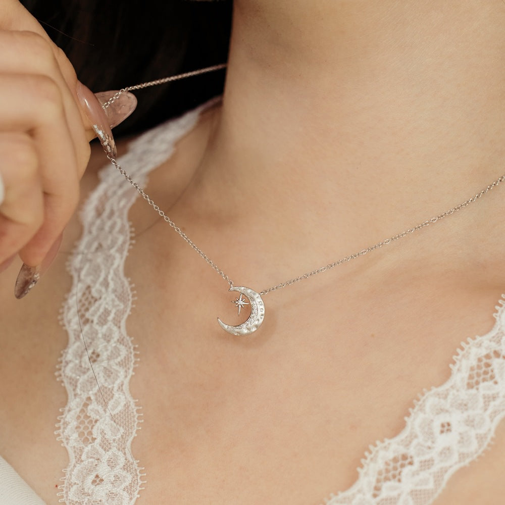 S925 Sterling Silver Lunar Glow Moon Pendant Necklace Minimalist Celestial Jewelry
