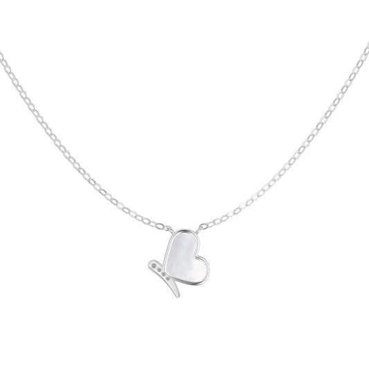 Butterheart S925 Silver Mother-of-Pearl Butterfly Necklace